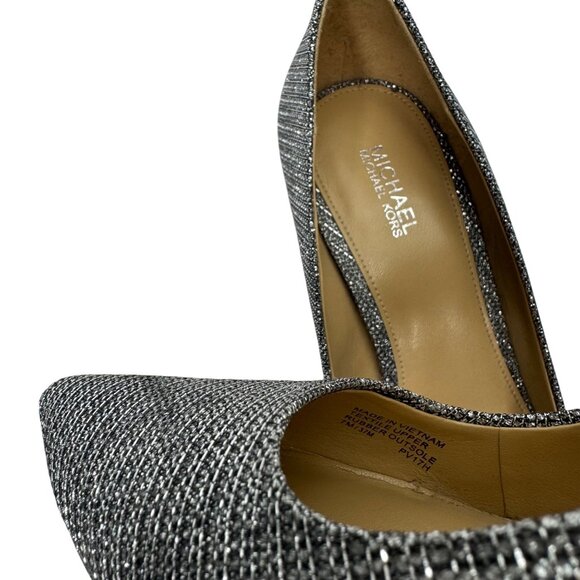 Michael Kors Silver Glitter Pointed-Toe High Heel Pumps Sz 7M Wedding Holiday - Picture 3 of 10